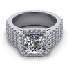 3 rows halo with square corner engagement ring from GQJ Boston