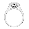 round halo engagement ring with bezel set from GQJ jewelry store Boston