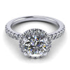 round halo engagement ring with round center stone from GQJ jewelry store Boston