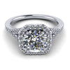 round halo engagement ring with split shank stone from GQJ jewelry store Boston