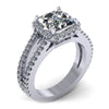 2 rows square halo engagement ring from GQJ Boston