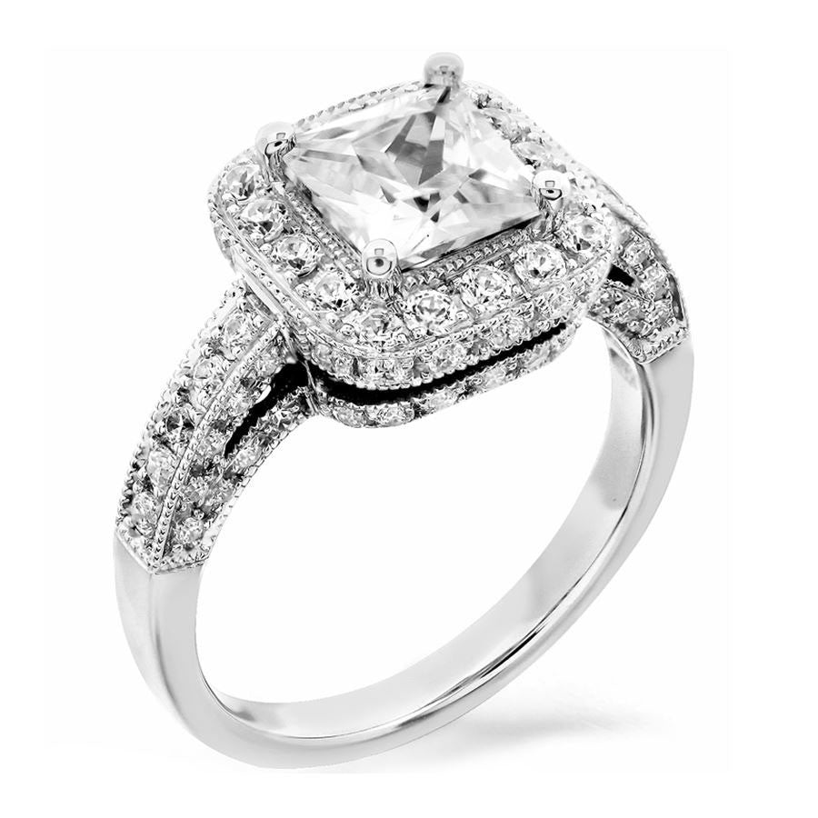 3 rows halo with square outline engagement ring from GQJ Boston