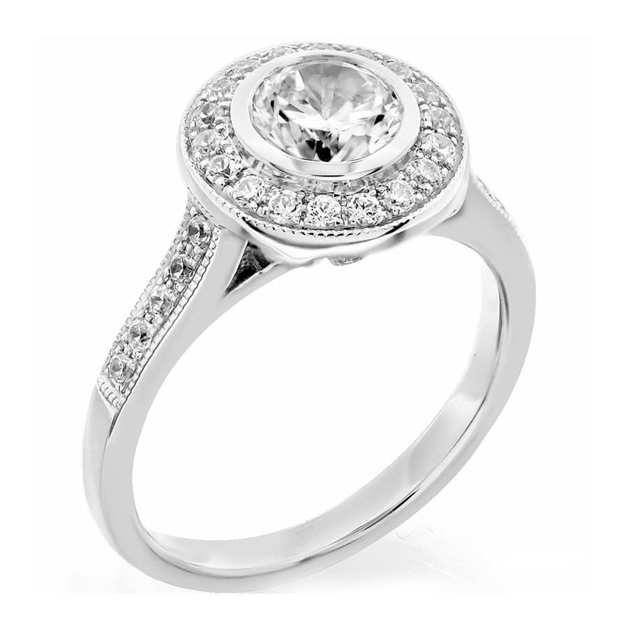 Platinum Bezel Set Round Diamond Engagement Ring – Nicole Rose Fine Jewelry