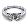 three stone with oval center stone and round side stones engagement ring from GQJ Boston