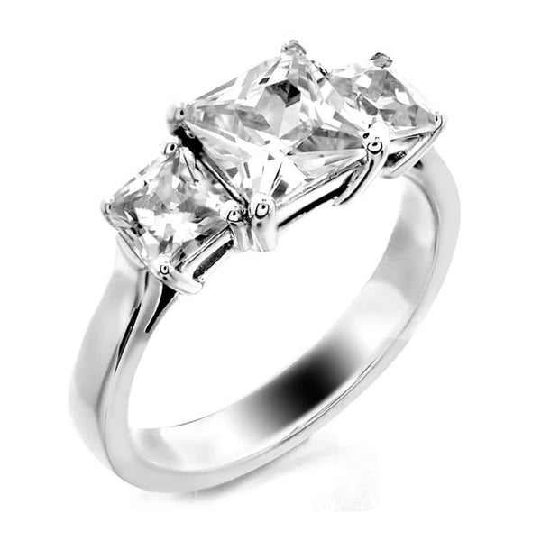 three stone princess cut engagement ring from GQJ Boston