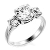Three stone with round stones basket style engagement ring from GQJ Boston
