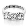 three stone with same size stones shared prong set engagement ring from GQJ Boston