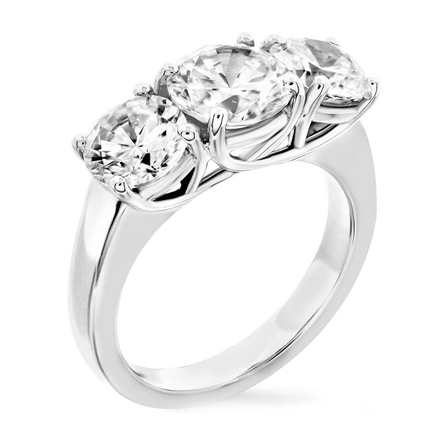 Edwardian 3.94 Carat Total Weight Three- Stone Diamond Engagement Ring - GIA