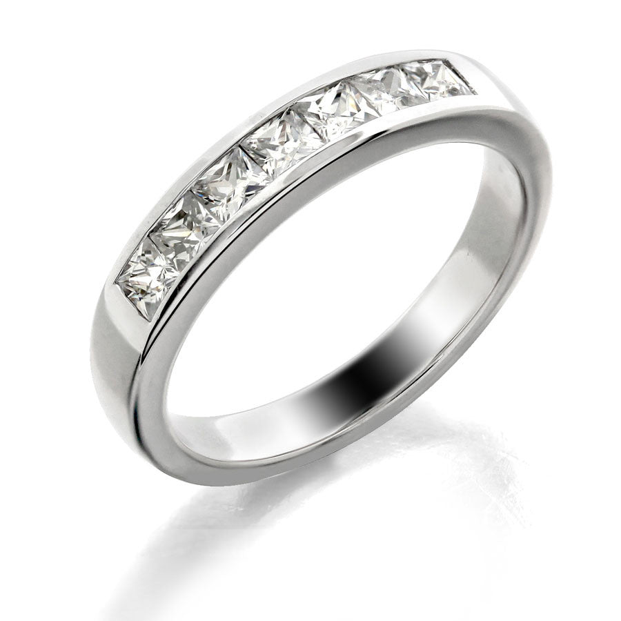 Princess cut channel set wedding band from GoldQuestJewelers jewelry store in Boston