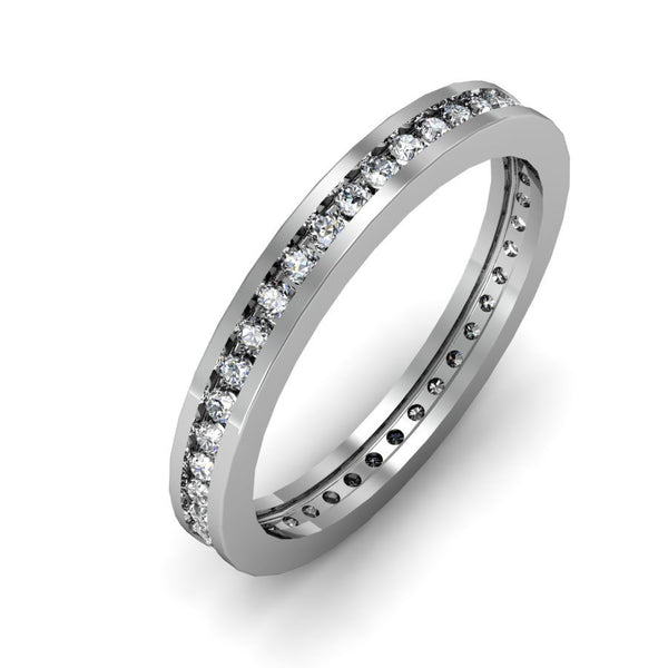 GoldQuest Jewelers in Boston round diamond channel set eternity wedding band