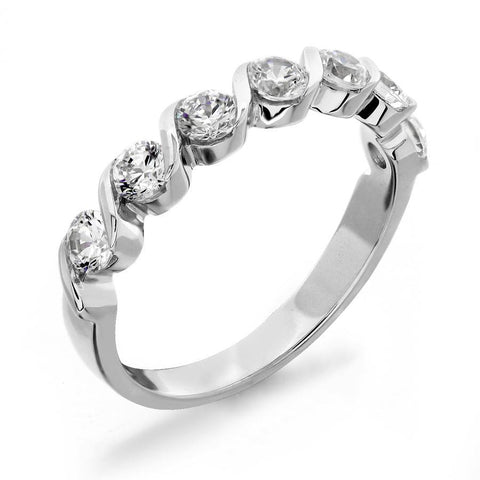GoldQuest Jewelers in Boston spiral diamond row bar set wedding band