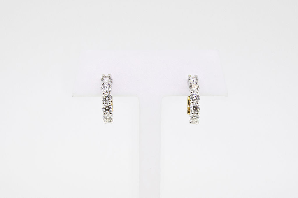 Two Tone Omega Clips Diamond Earrings